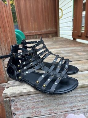 Lane Bryant Black Studded Gladiator Sandals Womens Size 11
